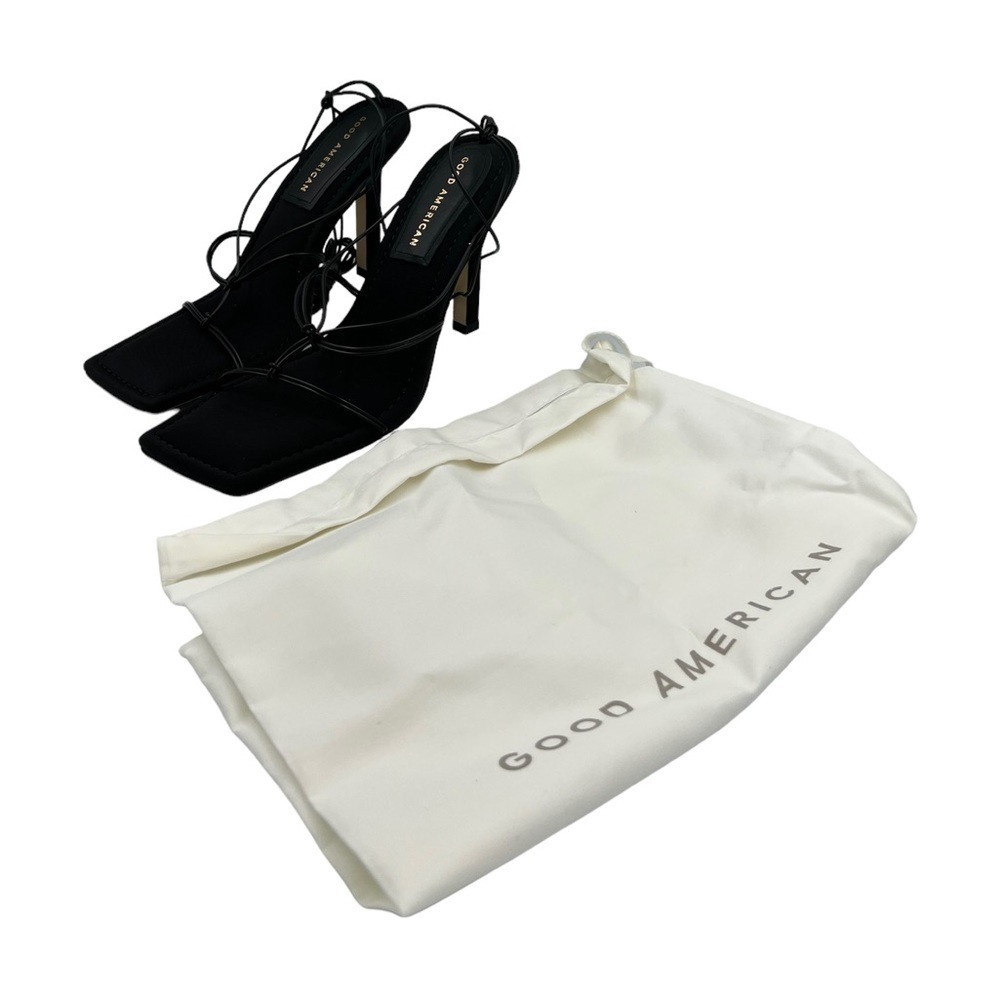 NIB GOOD AMERICAN Cage Slanted Sandals Neoprene Black 8 - Picture 11 of 11